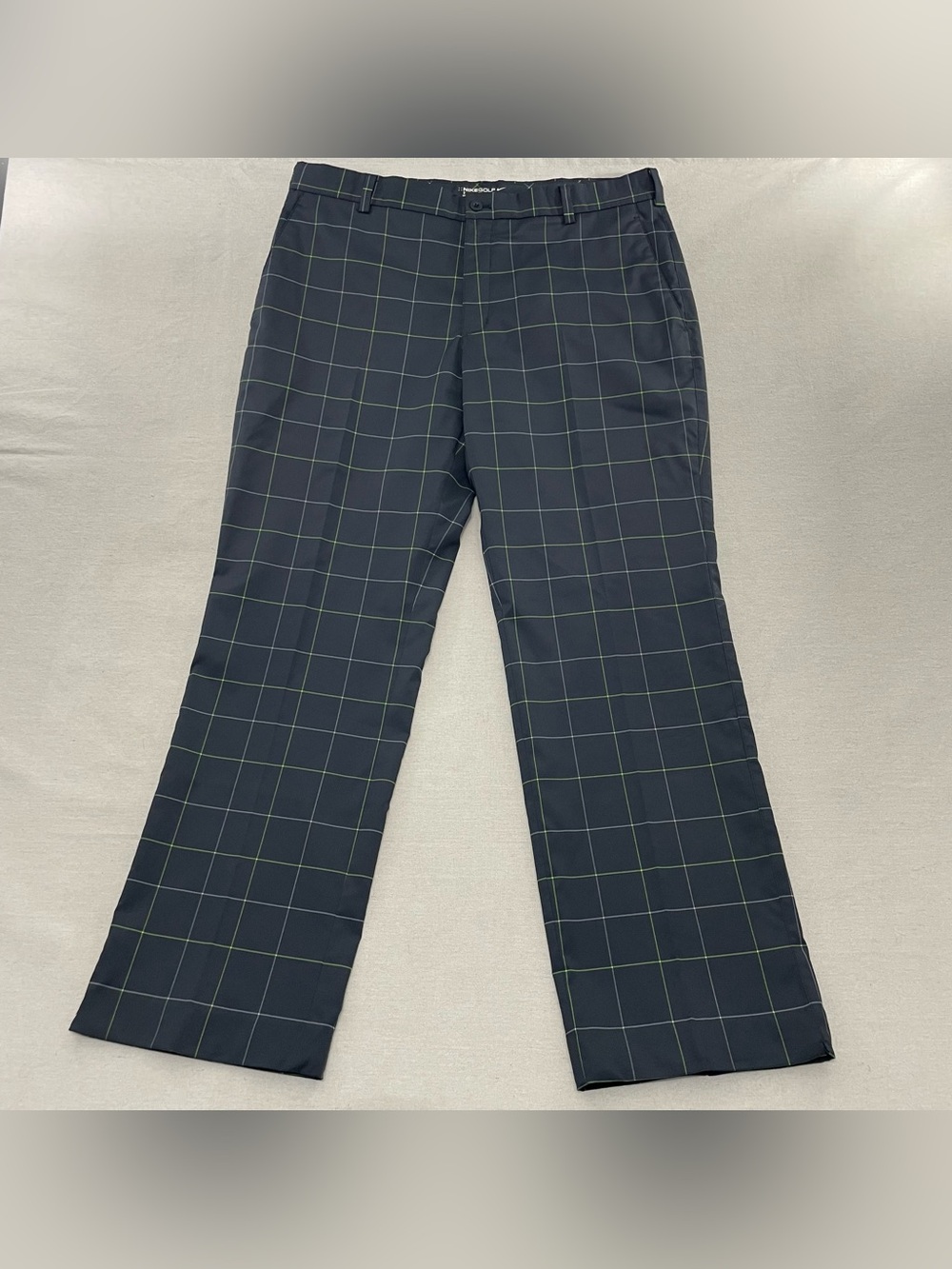 Nike Golf Pants Men 36x32 Black Windowpane Plaid Tour Performance Dri Fit 452701